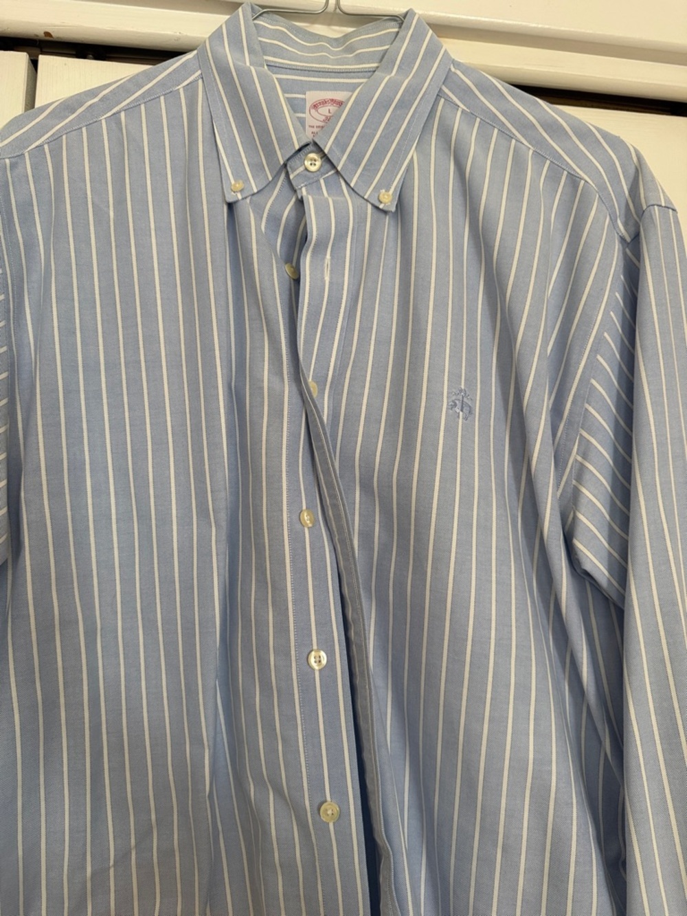 Brooks Brothers Light Blue and White Vertical Stripe Dress Shirt